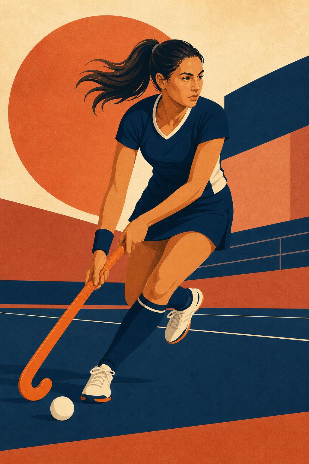 Hockey speler in actie